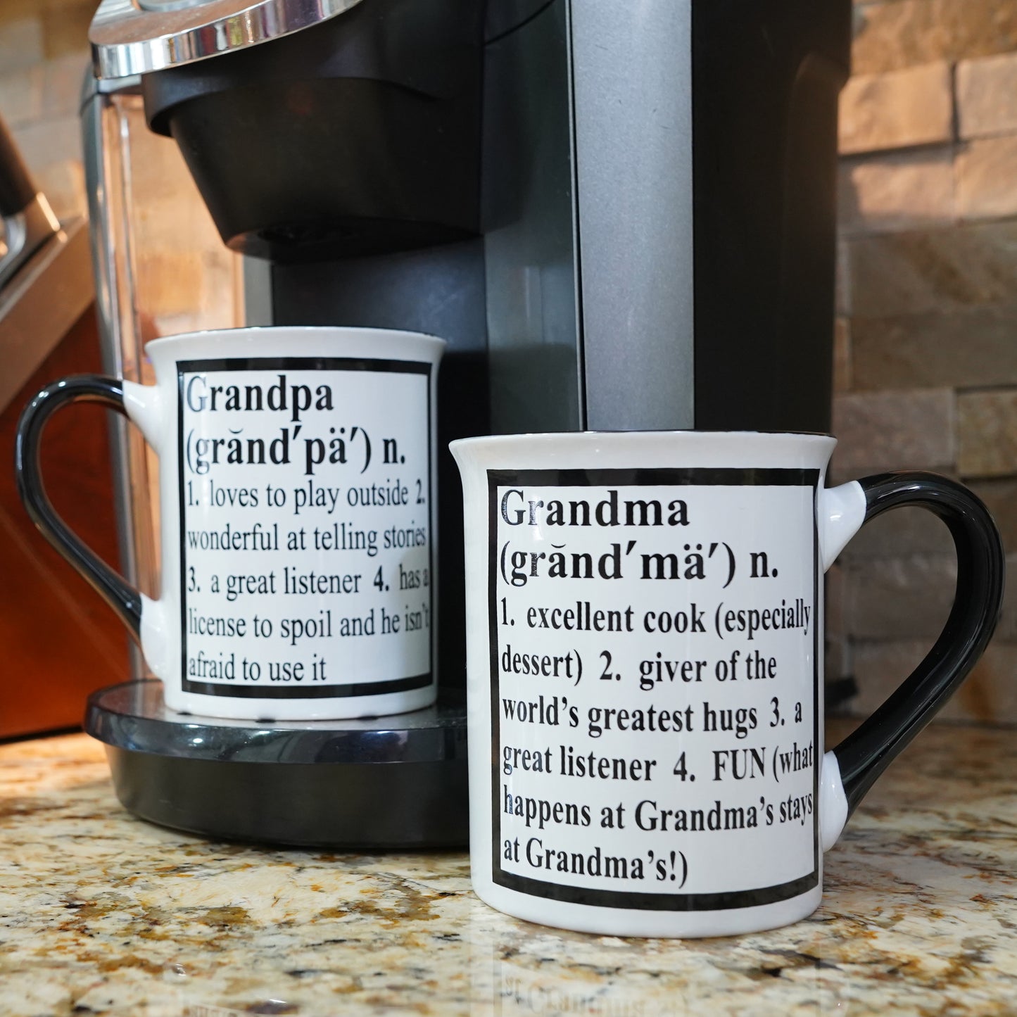 Cottage Creek Grandma Grandpa Mug Set, Two Multicolored, Ceramic, 6" Grandparent Mugs