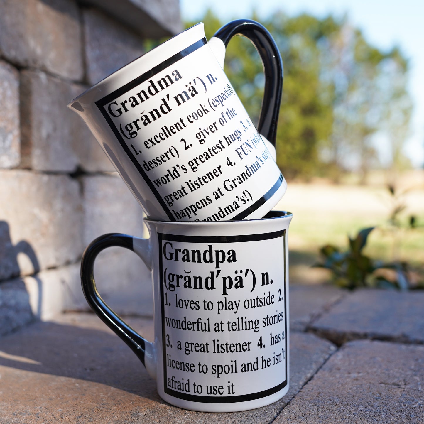 Cottage Creek Grandma Grandpa Mug Set, Two Multicolored, Ceramic, 6" Grandparent Mugs