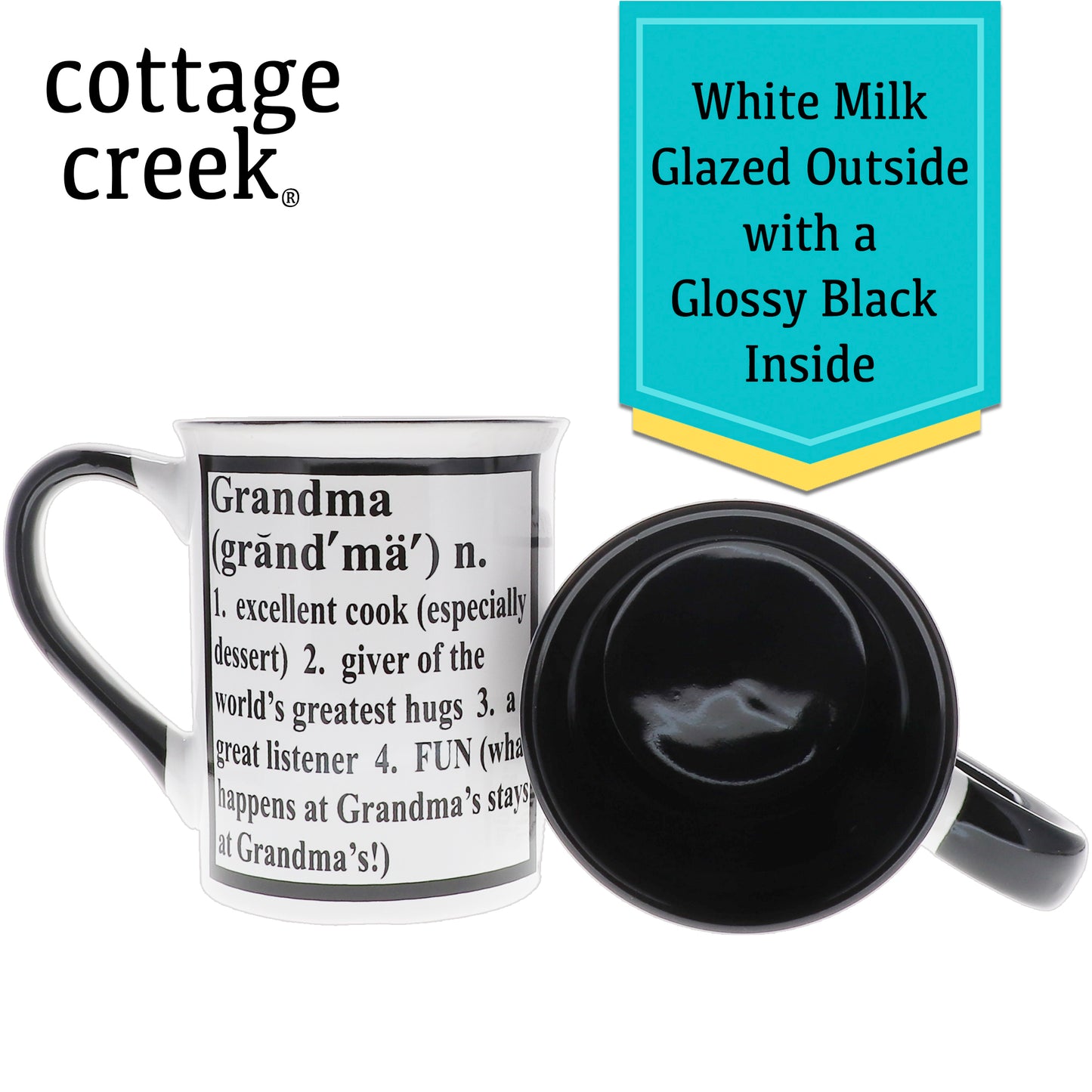 Cottage Creek Grandma Grandpa Mug Set, Two Multicolored, Ceramic, 6" Grandparent Mugs