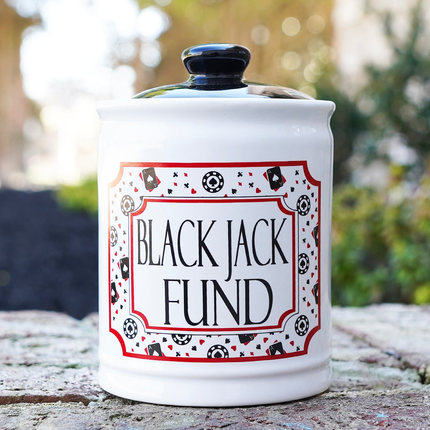 Cottage Creek Blackjack Fund Piggy Bank , Multicolored, Ceramic, 6" Casino Candy Jar, Gambling Gifts