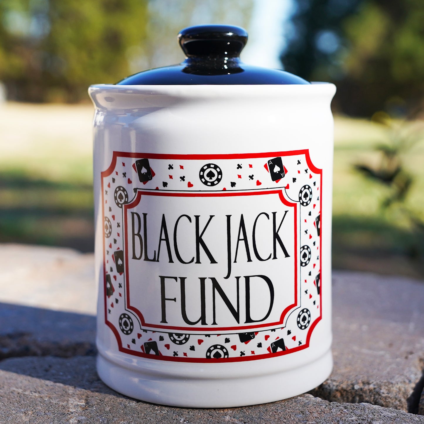 Cottage Creek Blackjack Fund Piggy Bank , Multicolored, Ceramic, 6" Casino Candy Jar, Gambling Gifts