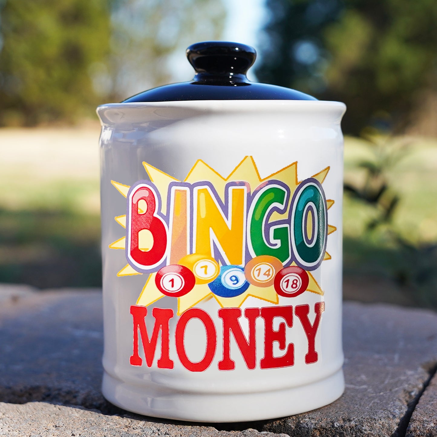 Cottage Creek Bingo Money Jar for Adults – 6" Ceramic Piggy Bank & Funny Coin Jar for Bingo Lovers, White Elephant Gifts, and Home Décor – Durable, Fun & Perfectly Gift-Boxed for Men & Women