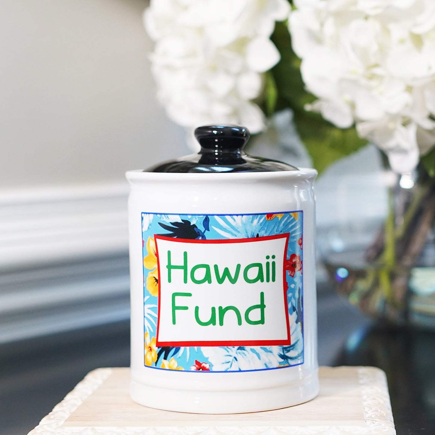 Cottage Creek Hawaii Fund Piggy Bank, Multicolored, Ceramic, 6" Hawaiian Vacation Travel Bank