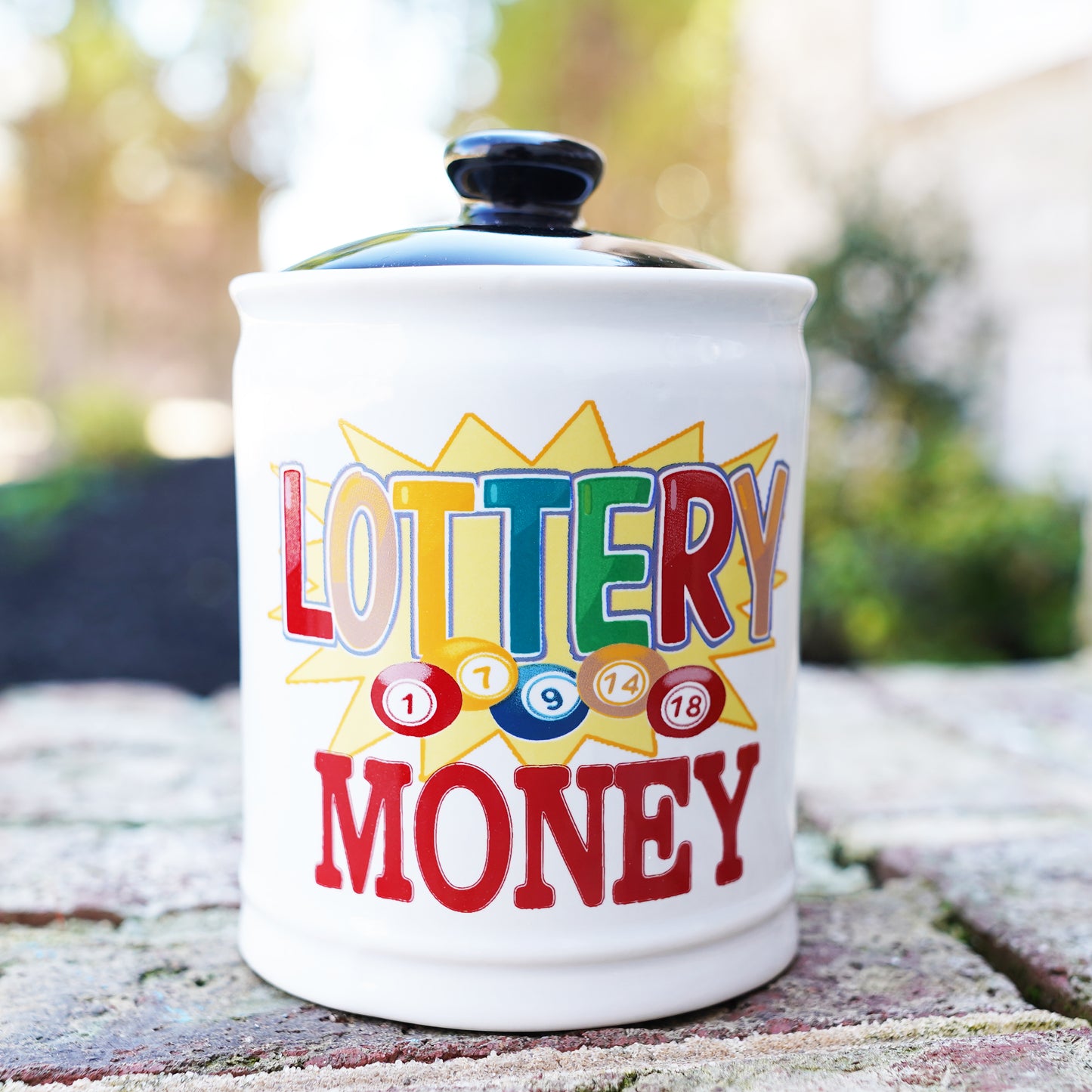 Cottage Creek Lottery Money Piggy Bank, Ceramic, 6", Multicolored Lottery Gift