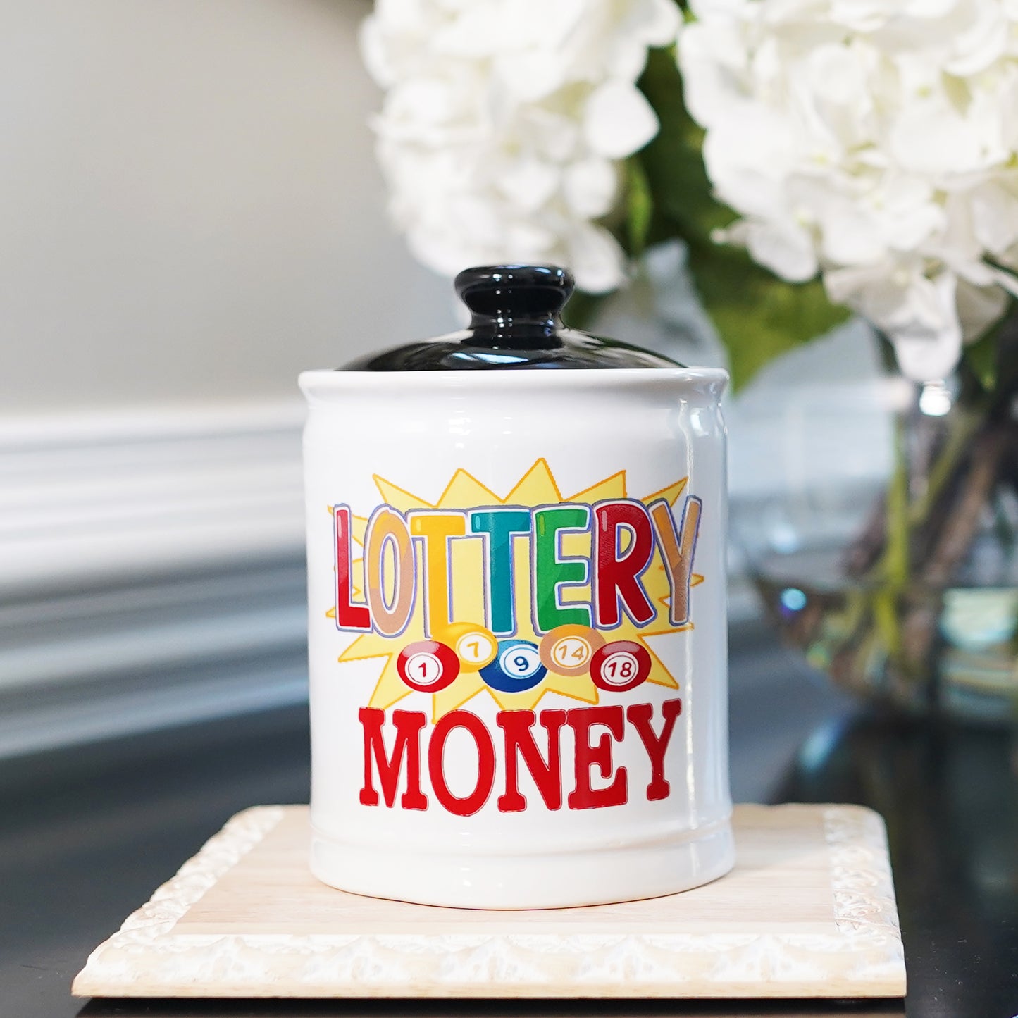 Cottage Creek Lottery Money Piggy Bank, Ceramic, 6", Multicolored Lottery Gift
