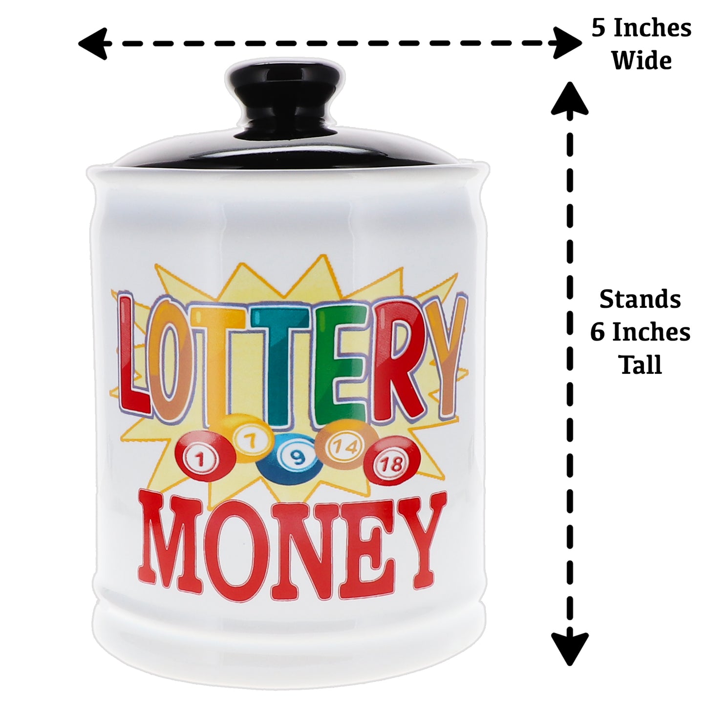 Cottage Creek Lottery Money Piggy Bank, Ceramic, 6", Multicolored Lottery Gift