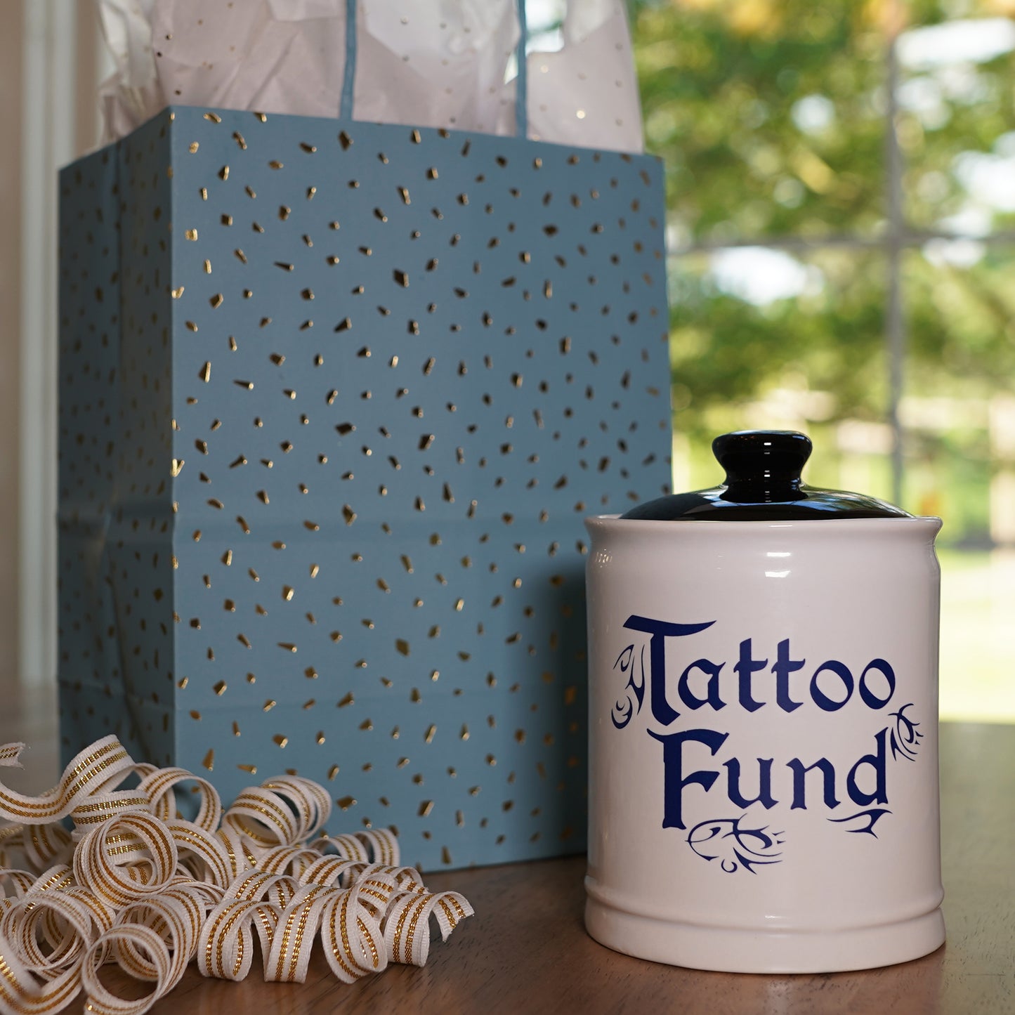 Cottage Creek Tattoo Fund Piggy Bank, Multicolored, Ceramic 6" Tattoo Jar