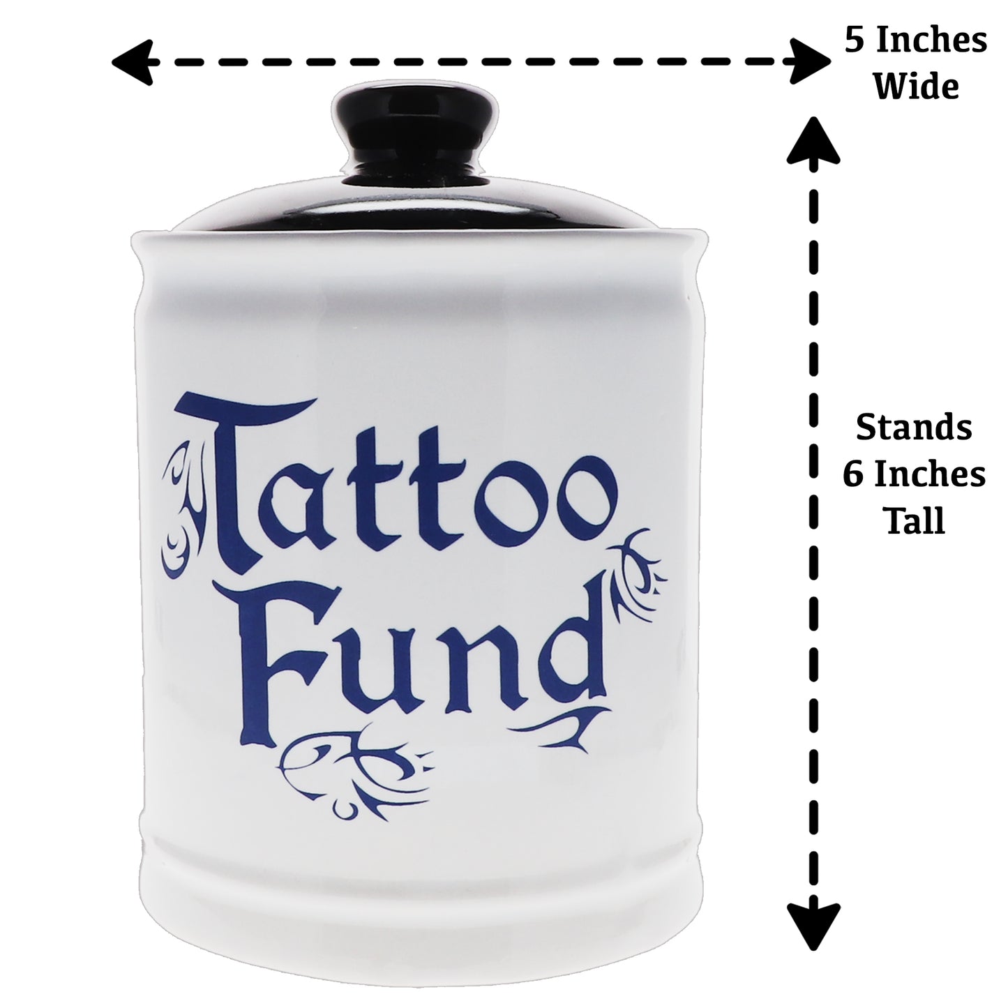 Cottage Creek Tattoo Fund Piggy Bank, Multicolored, Ceramic 6" Tattoo Jar