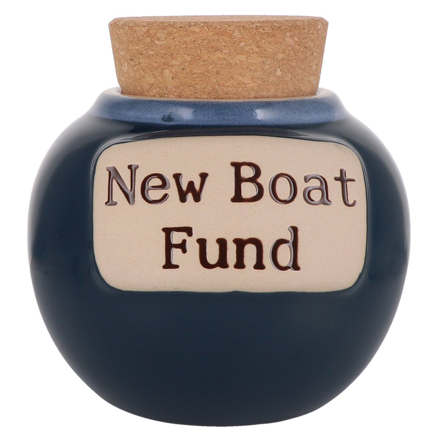 Cottage Creek New Boat Fund Piggy Bank, Dark Blue, Ceramic, 6" Boat Money Jar
