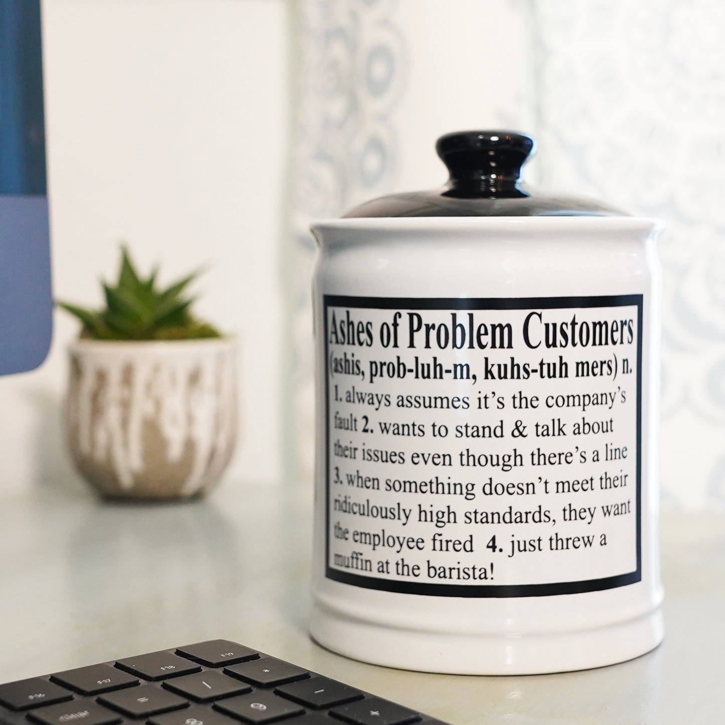 Cottage Creek Ashes of Problem Customers Piggy Bank, Multicolored, Ceramic, 6" Office Candy Jar