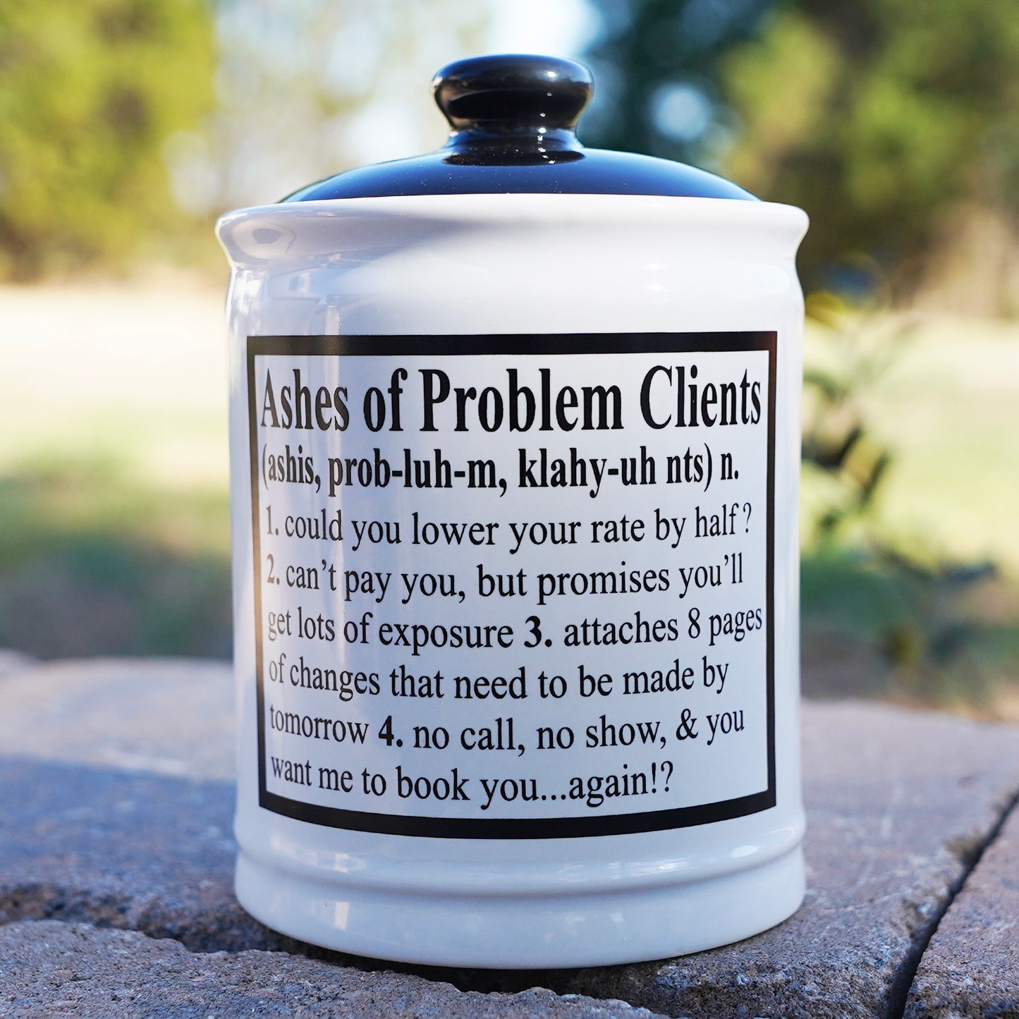 Cottage Creek Ashes of Problem Clients Piggy Bank, 6", Ceramic, Multicolored Fun Candy Jar, Coworker Gifts