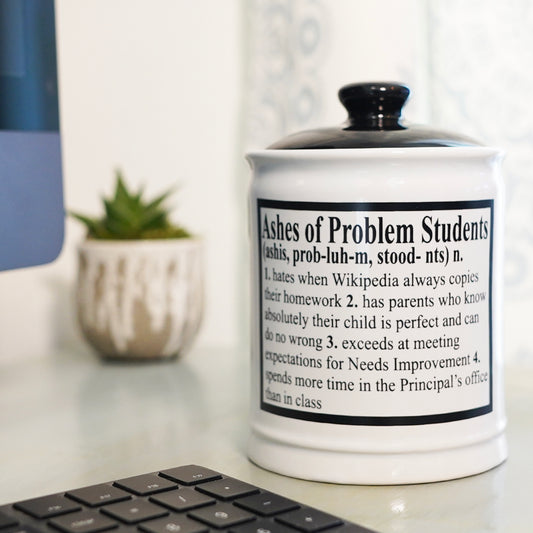 Cottage Creek Ashes of Problem Students Piggy Bank, 6", Ceramic Multicolored Candy Jar