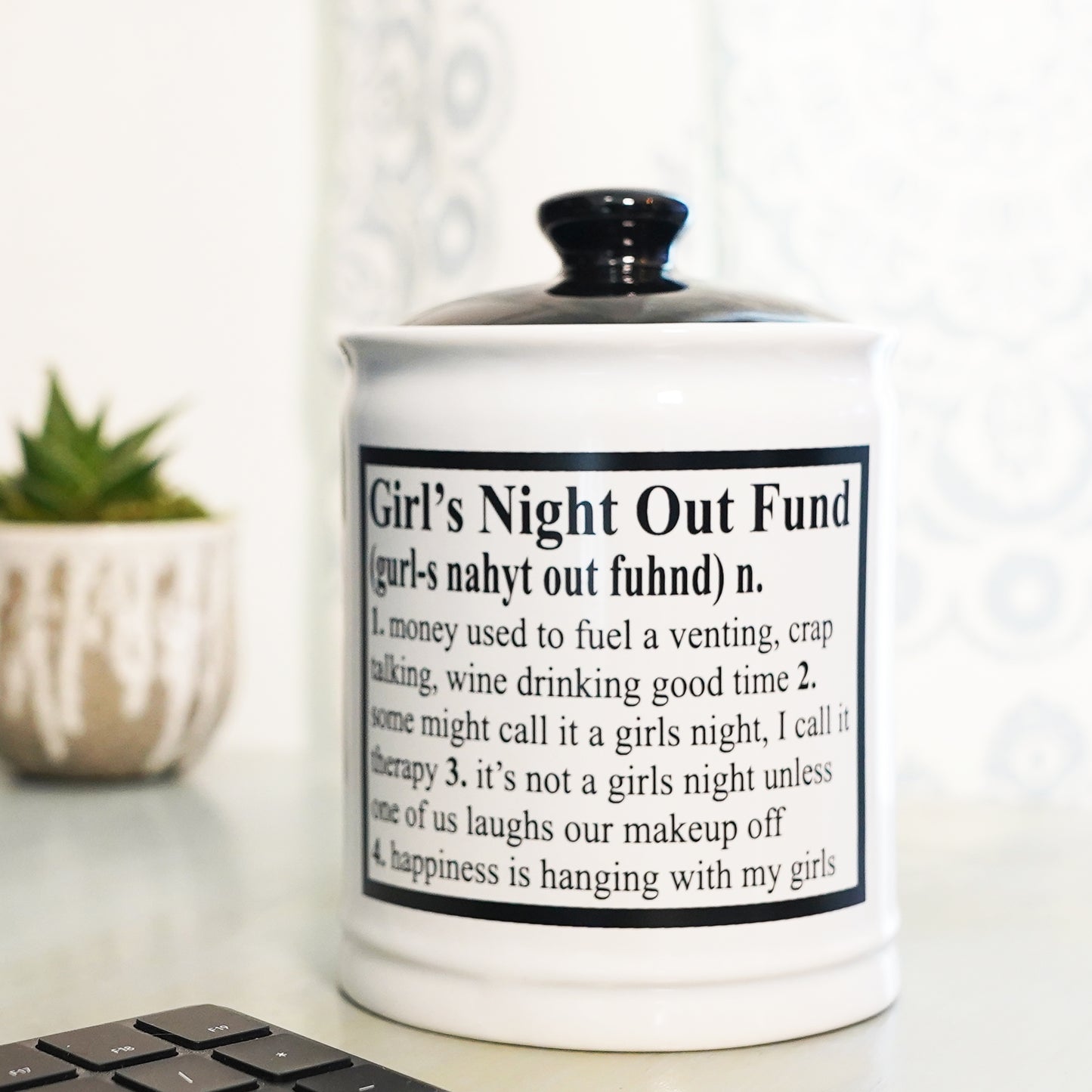 Cottage Creek Girls Night Out Fund Piggy Bank, Ceramic, Multicolored, 6" Candy Jar, Friend Gifts