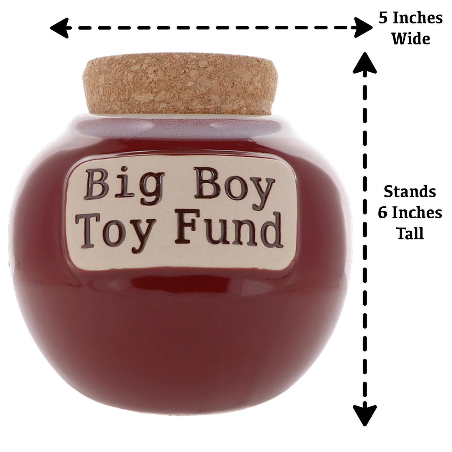 Cottage Creek Big Boy Toy Fund Piggy Bank, Red, Ceramic, 6" Candy Jar, Gifts for Men