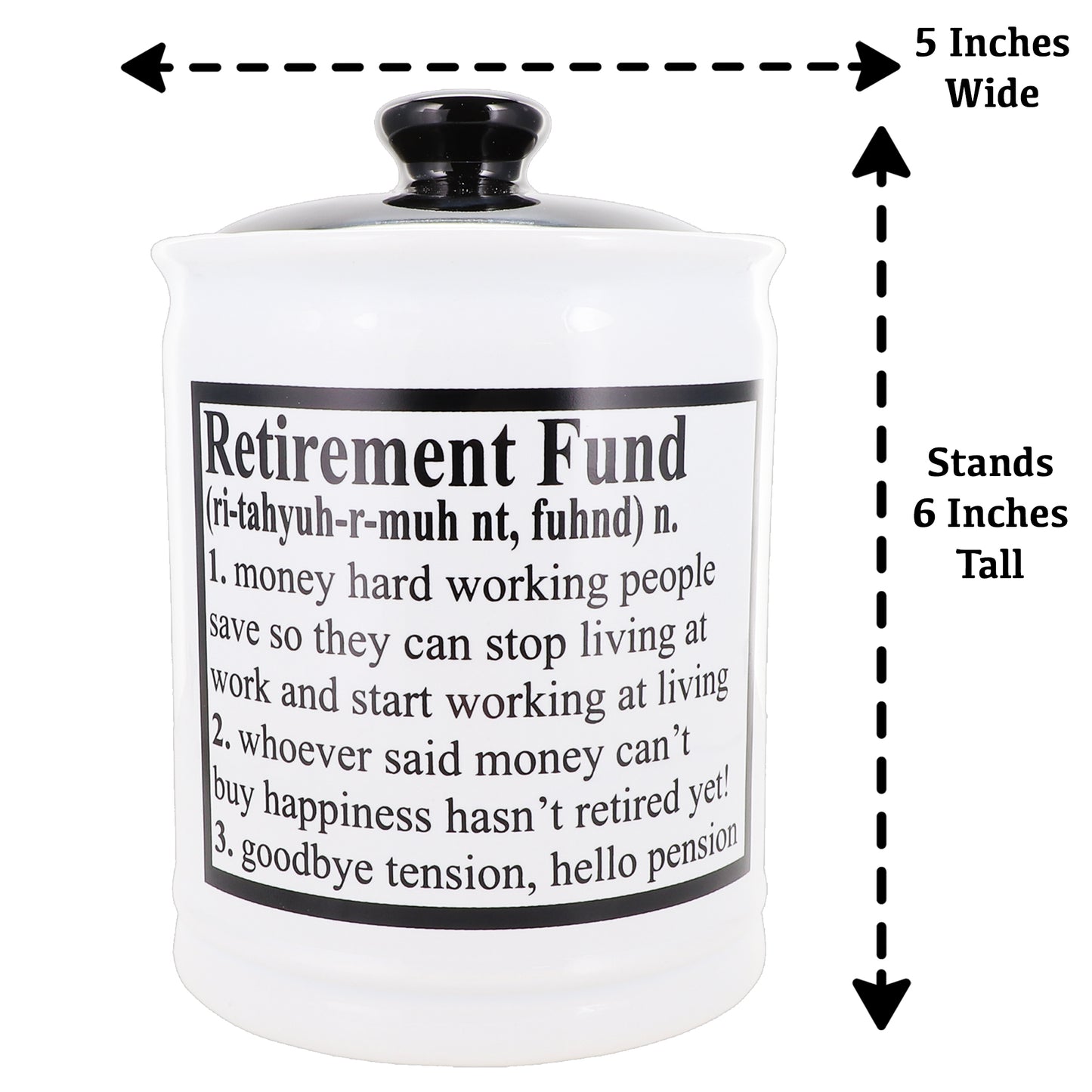 Cottage Creek Retirement Fund Piggy Bank, Ceramic, 6", Multicolored Retired Retirement Candy Jar