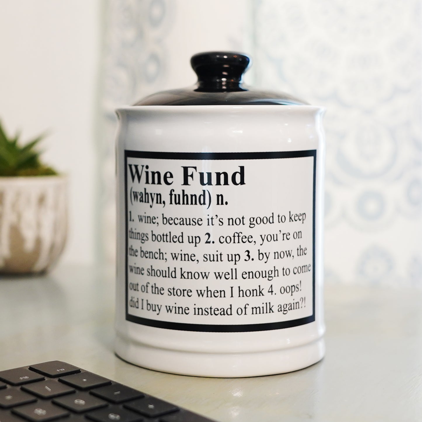 Cottage Creek Wine Fund Piggy Bank, Ceramic, 6", Multicolored Wine Candy Jar