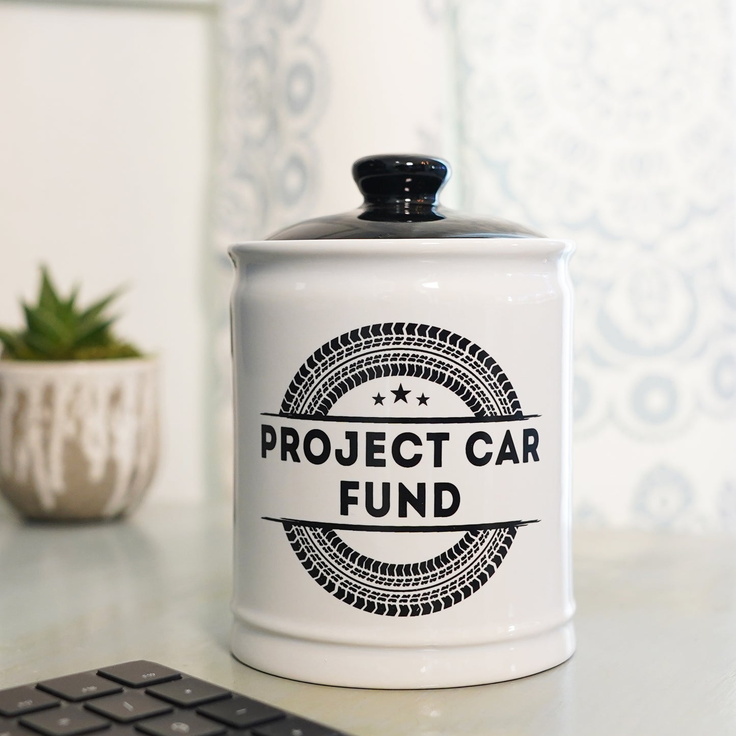 Cottage Creek Project Car Fund Piggy Bank, Multicolored, Ceramic, 6" Car Money Jar