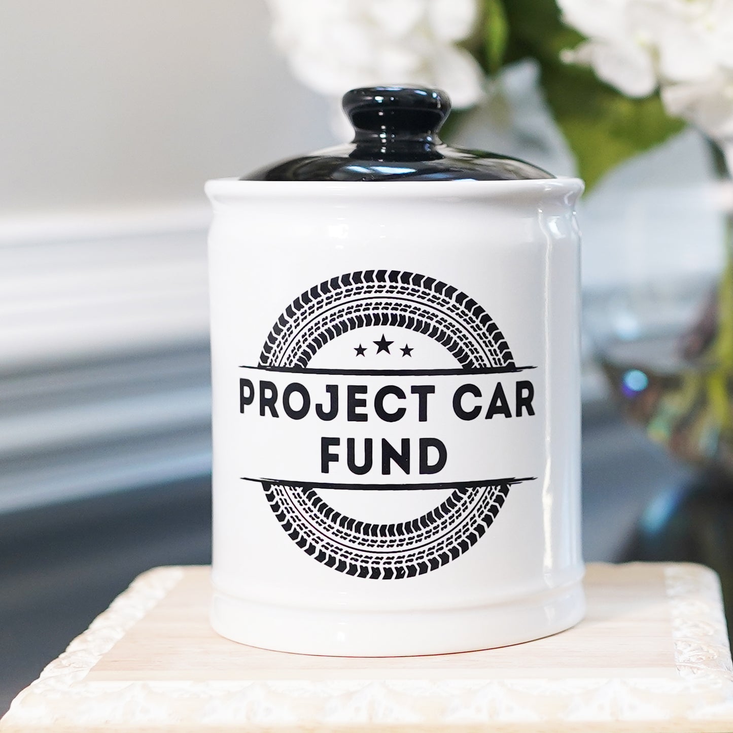 Cottage Creek Project Car Fund Piggy Bank, Multicolored, Ceramic, 6" Car Money Jar