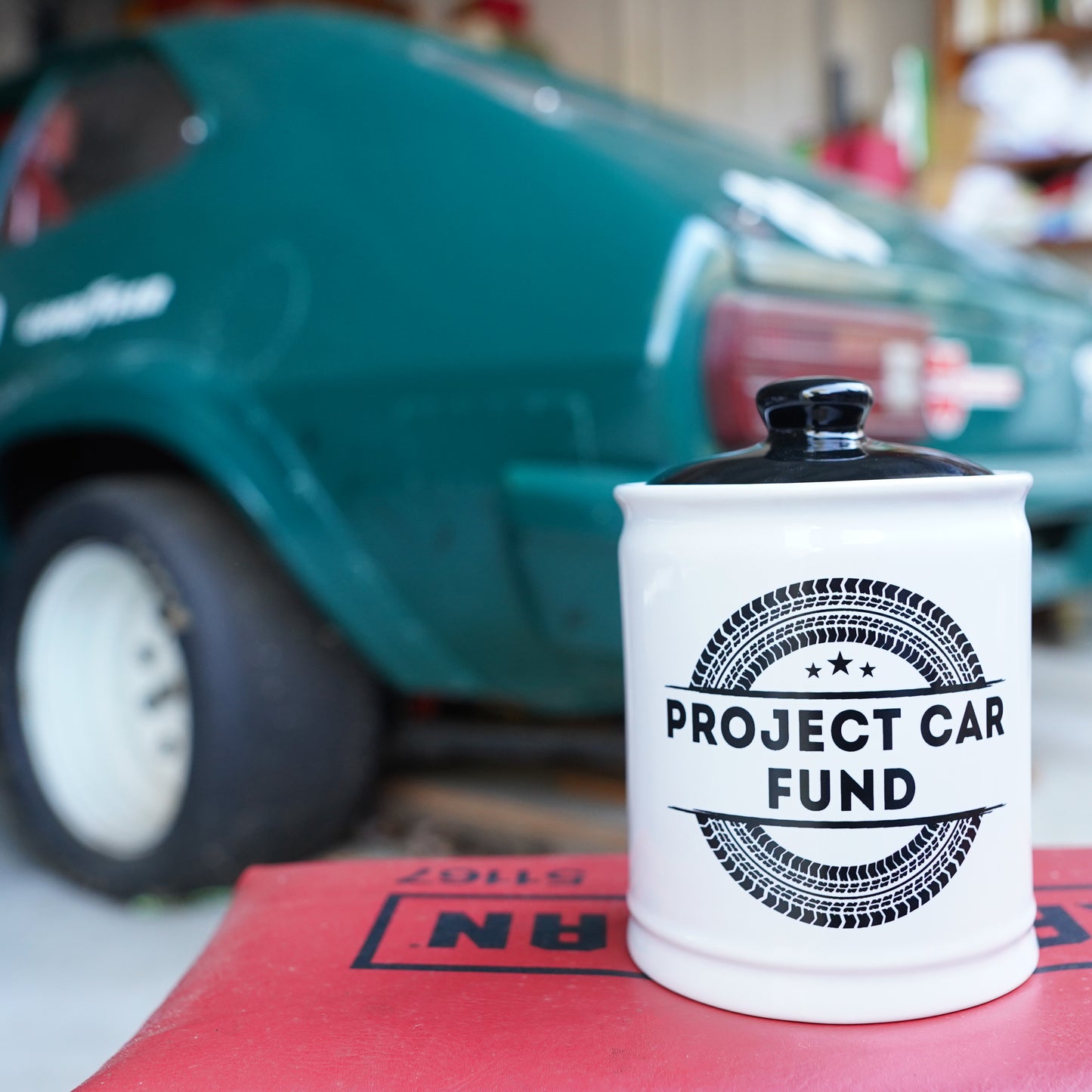 Cottage Creek Project Car Fund Piggy Bank, Multicolored, Ceramic, 6" Car Money Jar