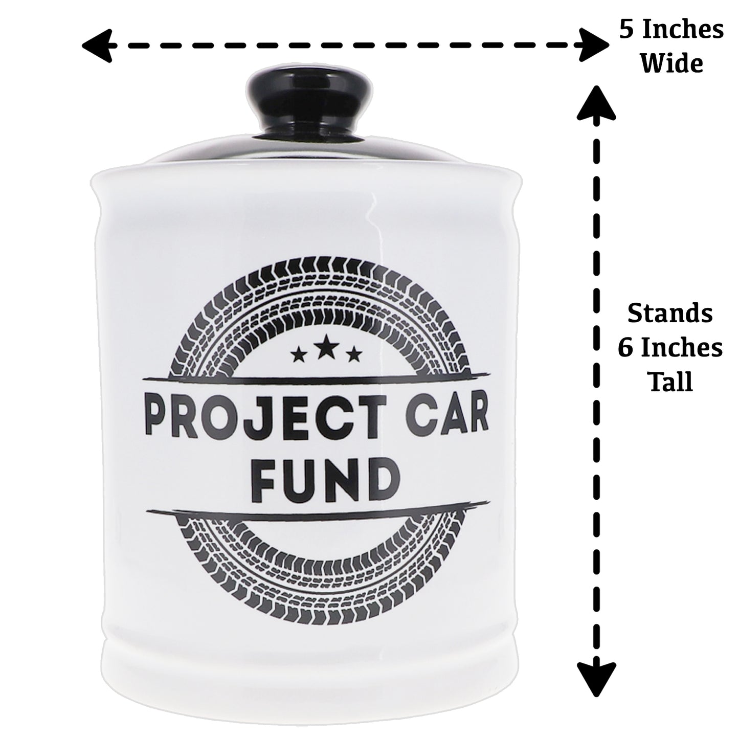 Cottage Creek Project Car Fund Piggy Bank, Multicolored, Ceramic, 6" Car Money Jar