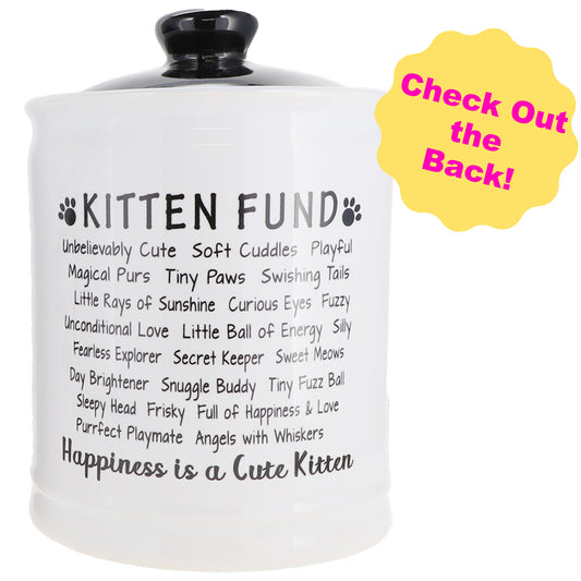 Cottage Creek Kitten Fund Piggy Bank, Ceramic, 6", Multicolored Cat Candy Jar