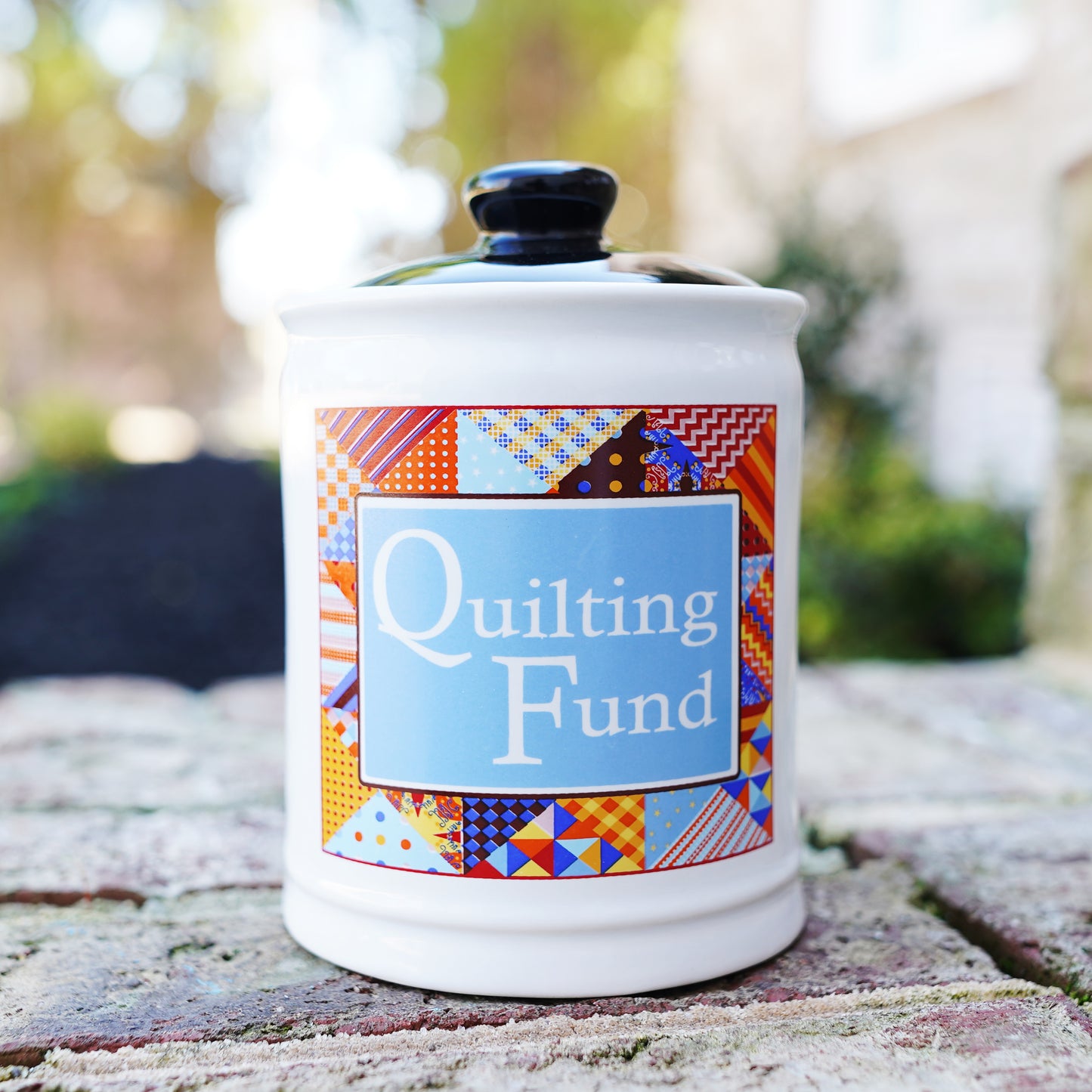 Cottage Creek Quilting Fund Piggy Bank, Ceramic, 6", Multicolored Quilting Supplies Money Jar