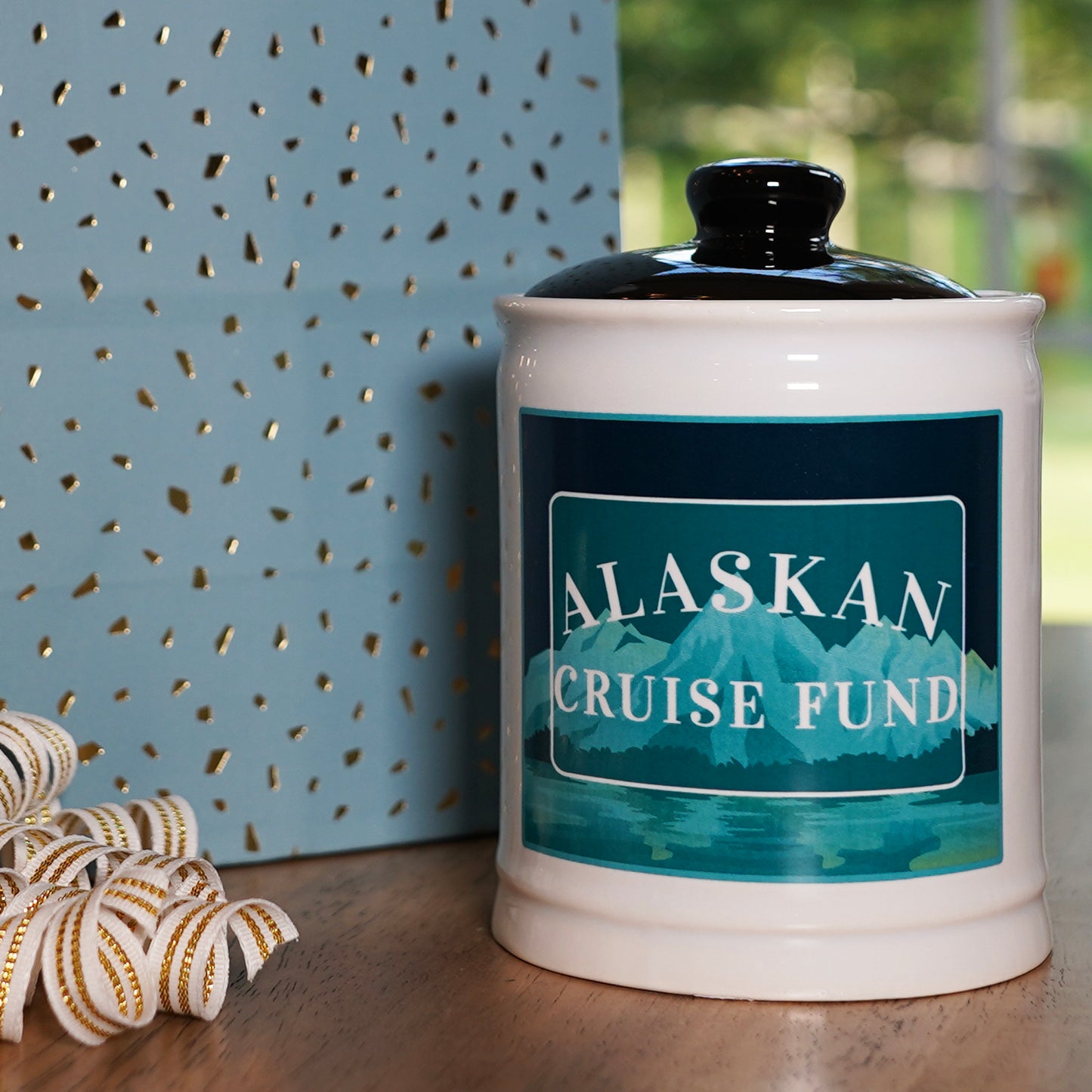 Cottage Creek Alaskan Cruise Fund Piggy Bank, Multicolored, 6" Ceramic Cruise Essentials Candy Jar