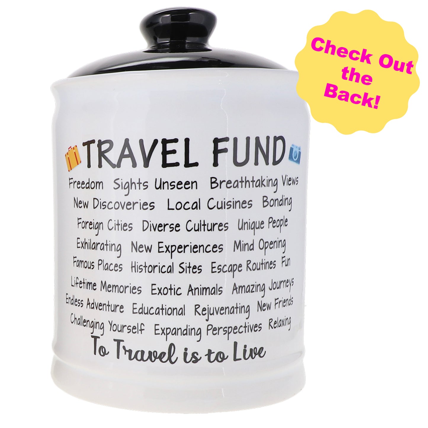 Cottage Creek Travel Fund Piggy Bank, Ceramic, 6", Multicolored Vacation Piggy Bank