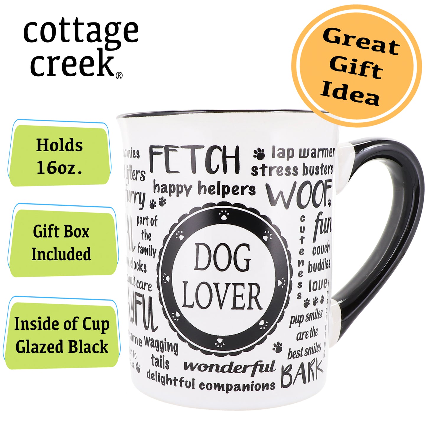 Cottage Creek Dog Lover Dog Coffee Mug, Ceramic, 16oz. Multicolored