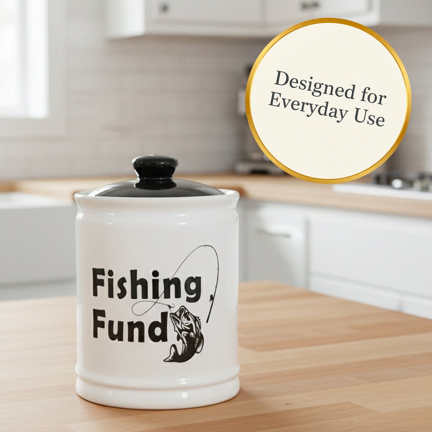Cottage Creek Ceramic Fish Piggy Bank for Adults and Kids - Decorative Money Jar, Fishing Fund & Coin Bank, Gifts for Men, Dad, Grandpa, Boyfriend, Boys, and Fisherman | Unique Home Decor