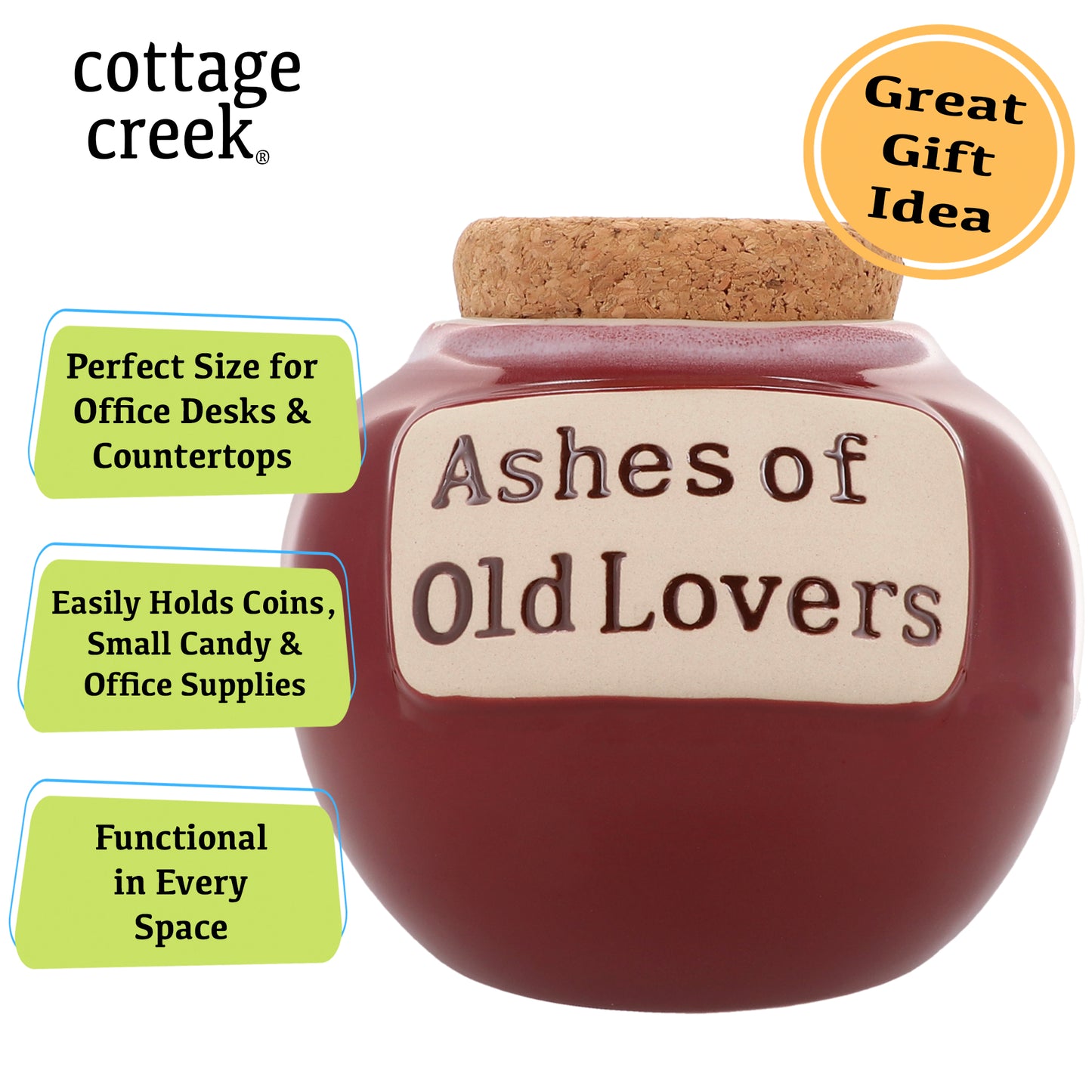 Ashes of Old Lovers Piggy Bank, Red, Ceramic