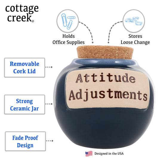 Attitude Adjustments Piggy Bank, Blue, Ceramic