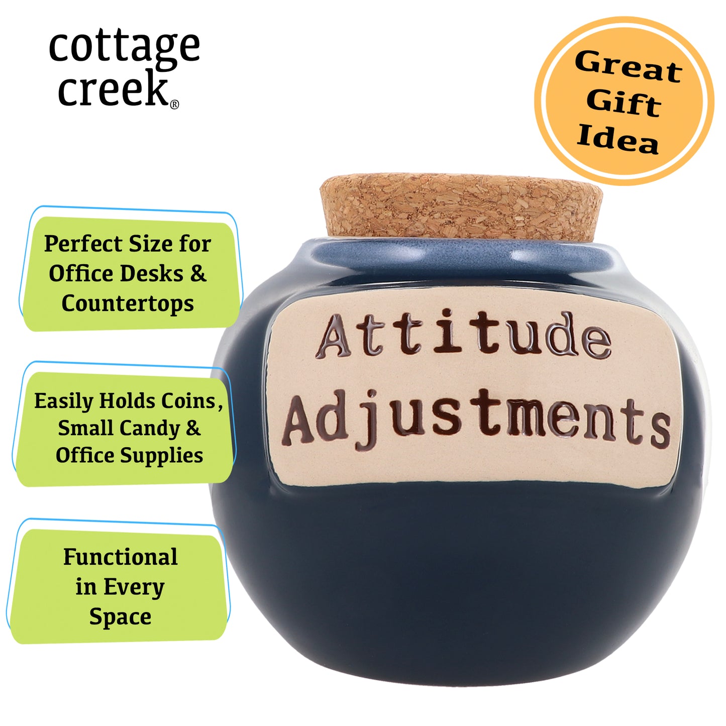 Attitude Adjustments Piggy Bank, Blue, Ceramic