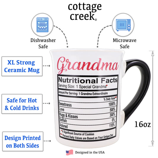 Grandma Mug, Grandma Coffee Mug for Grandma, 16oz., 6" Multicolored