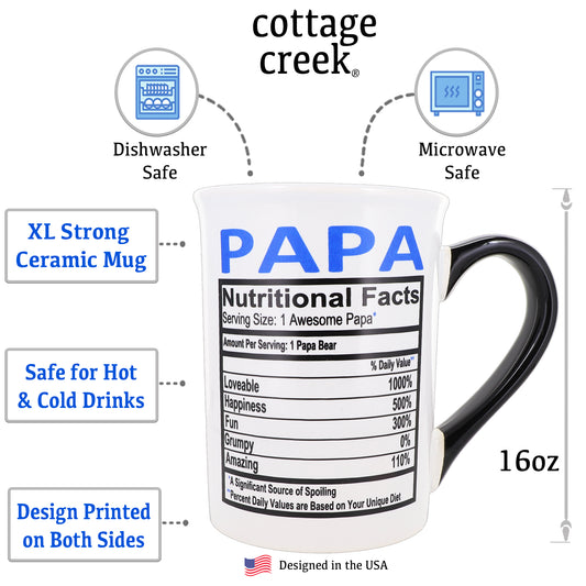 Papa Mug, Papa Coffee Mug for Papa, 16oz., 6" Multicolored
