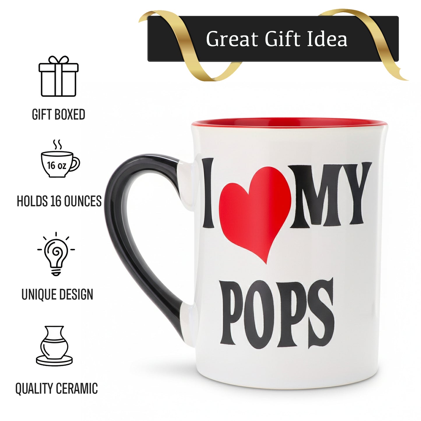 I Love My Pops Coffee Mug: 16oz Ceramic Grandpa Gift