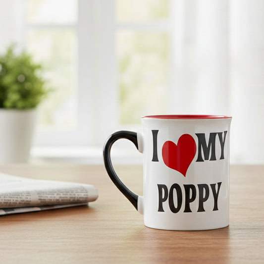 Cottage Creek Ceramic Coffee Cups | 16oz. Large Poppy Mug | Ideal Gift for Grandpa, Papa, and Dad for Father's Day, Birthday, or Christmas | Poppy Coffee Mug for Home Decor, Kitchen Decor