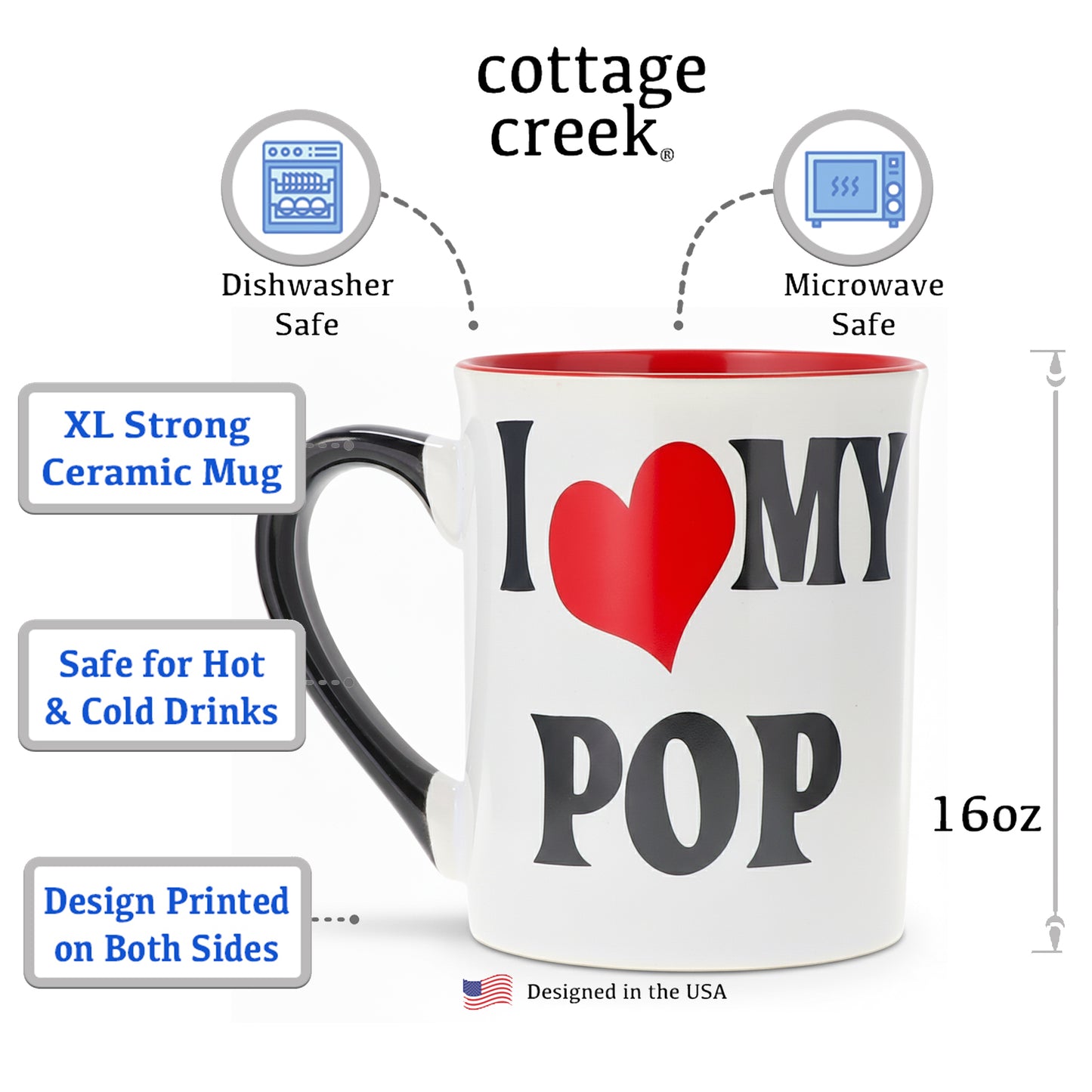 Cottage Creek Pop Mug | Pop Gifts | I Love My Pop Coffee Mug 16oz | Best Pop Ever