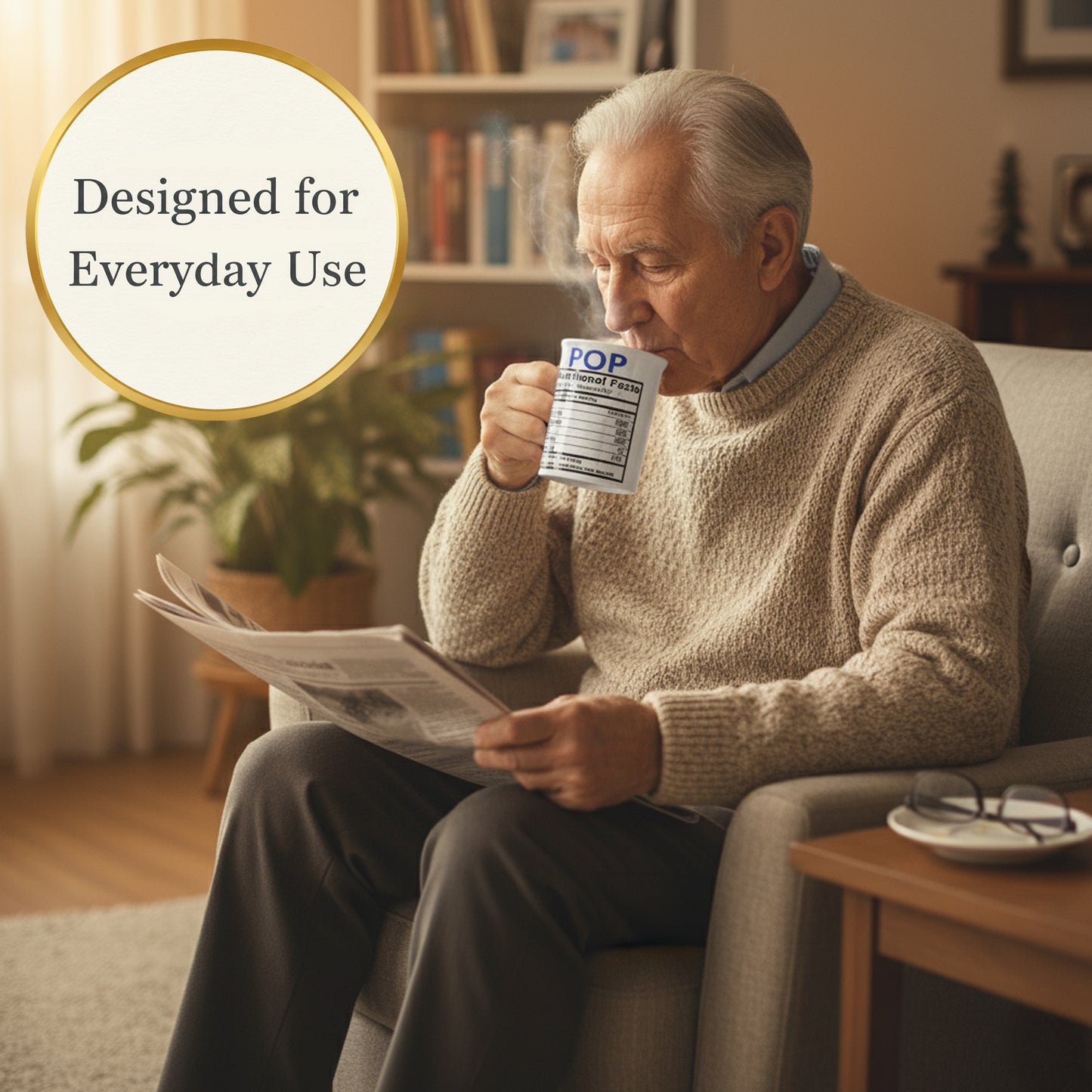 Cottage Creek Coffee Cup | 16oz Nutritional Facts Pops Ceramic Coffee Mug | Extra Large Mens Mug for Home Decor, Kitchen & Desk | Fathers Day & Christmas Gifts for Men, Grandpa, Dad, Papaw, Papa