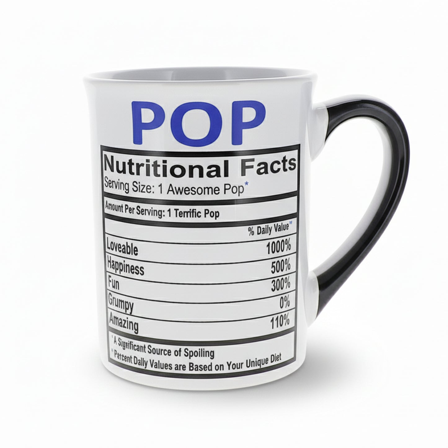 Cottage Creek Coffee Cup | 16oz Nutritional Facts Pops Ceramic Coffee Mug | Extra Large Mens Mug for Home Decor, Kitchen & Desk | Fathers Day & Christmas Gifts for Men, Grandpa, Dad, Papaw, Papa