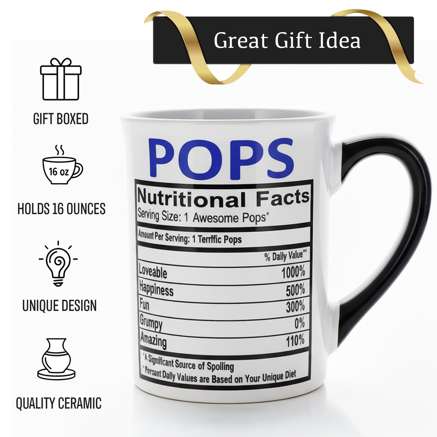 Cottage Creek Pops Mug, Pops Coffee Mug for Pops, 16oz., 6" Multicolored