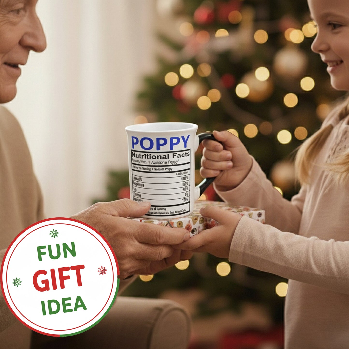 Cottage Creek Ceramic Coffee Cups | 16oz. Large Poppy Mug | Ideal Gift for Grandpa, Papa, and Dad for Father's Day, Birthday, or Christmas | Poppy Coffee Mug for Home Decor, Kitchen Decor