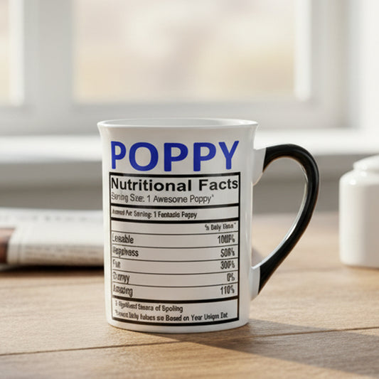 Cottage Creek Ceramic Coffee Cups | 16oz. Large Poppy Mug | Ideal Gift for Grandpa, Papa, and Dad for Father's Day, Birthday, or Christmas | Poppy Coffee Mug for Home Decor, Kitchen Decor