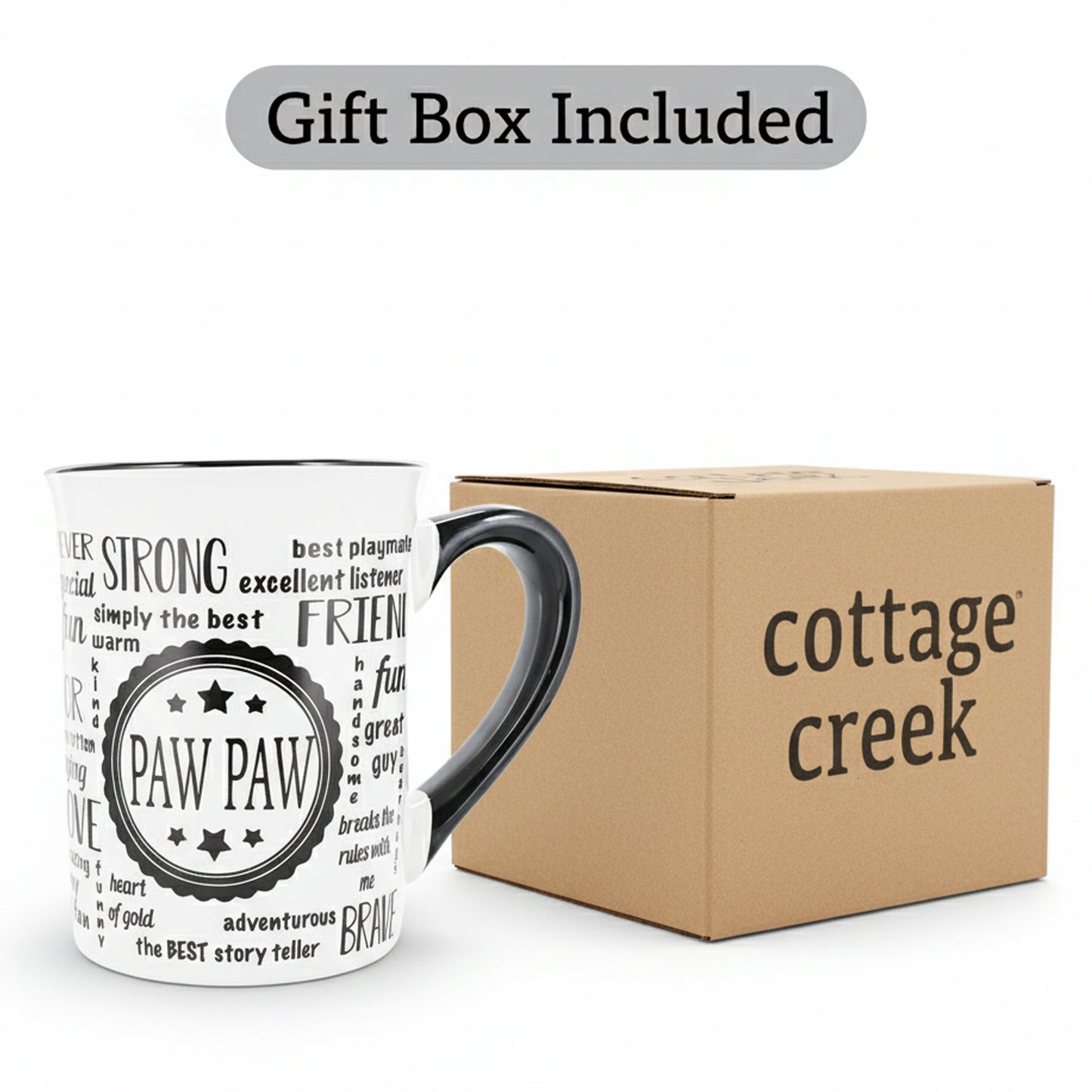 Cottage Creek Coffee Cup |  16oz. Large Ceramic Paw Paw Coffee Mug | Ideal Gift for Grandpa, Papa, and Dad for Father's Day, Birthday, or Christmas | Pawpaw Mug
