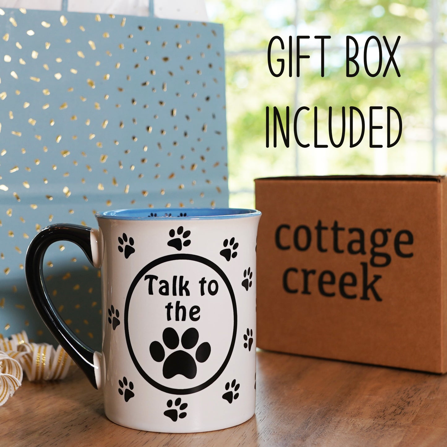 Cottage Creek Coffee Cups | Talk to the Paw 16oz Ceramic Coffee Mug | Ideal I Love My Dog Gifts for Women, Men | Funny Gifts for Mom, Dad, Girlfriend, Boyfriend