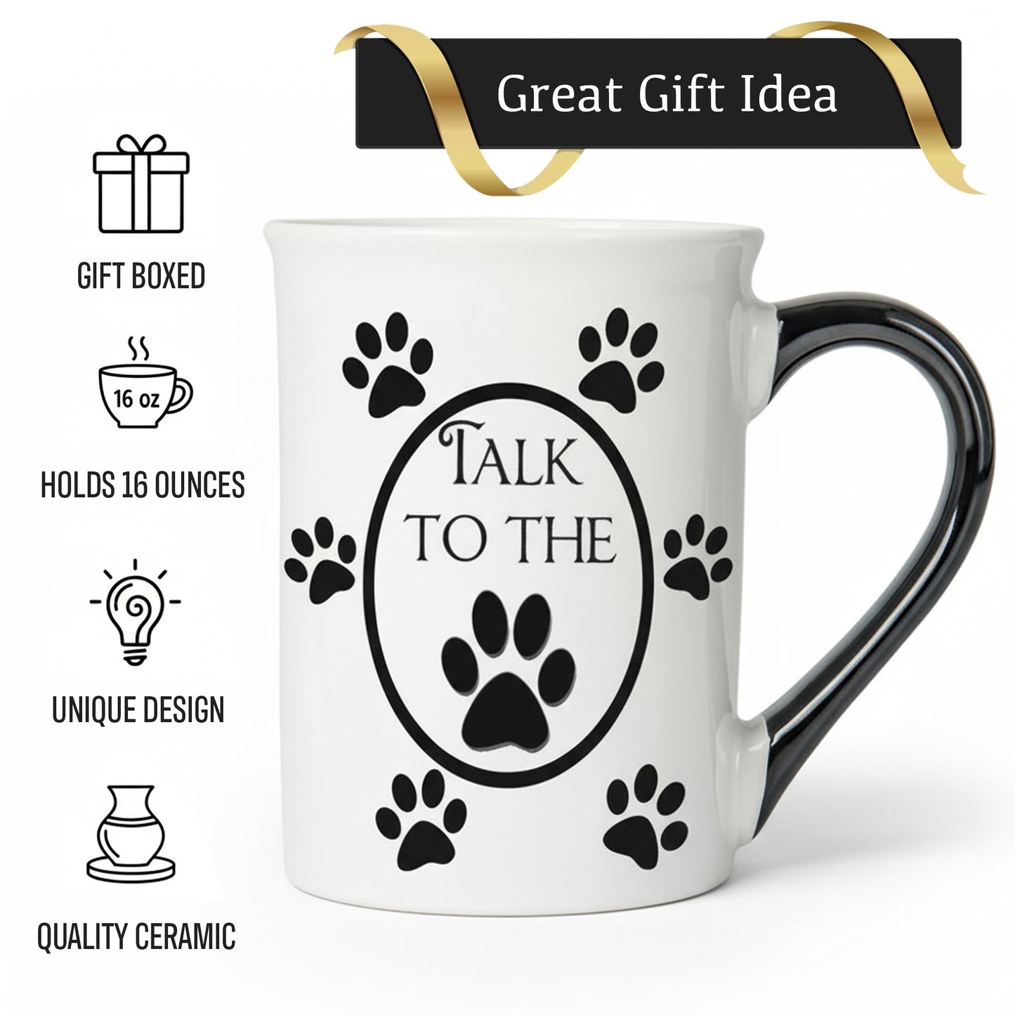 Cottage Creek Coffee Cups | Talk to the Paw 16oz Ceramic Coffee Mug | Ideal I Love My Dog Gifts for Women, Men | Funny Gifts for Mom, Dad, Girlfriend, Boyfriend