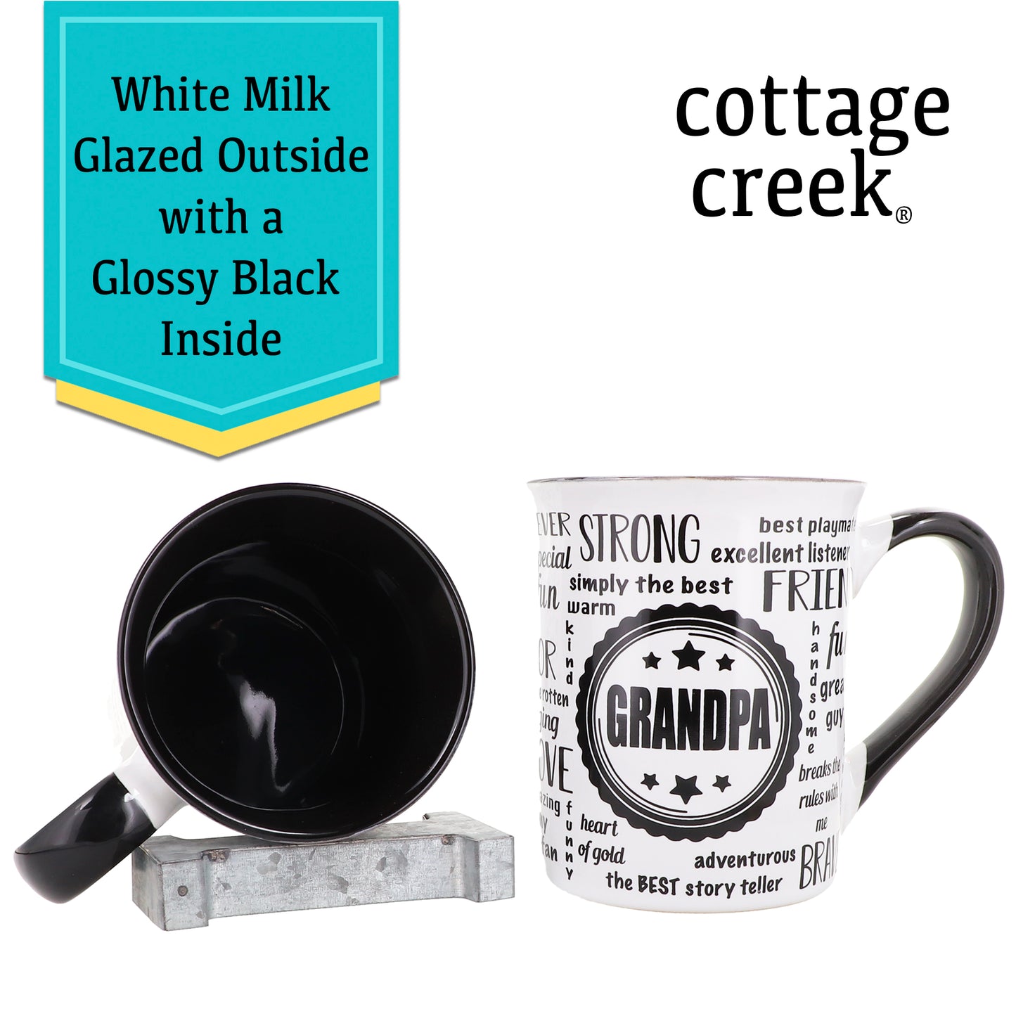 Cottage Creek Coffee Mug Set, Grandma and Grandpa Coffee Mug Set, Large Ceramic 16oz Set of Two Mugs with Black Handle, Grandma Mug, Grandpa Mug