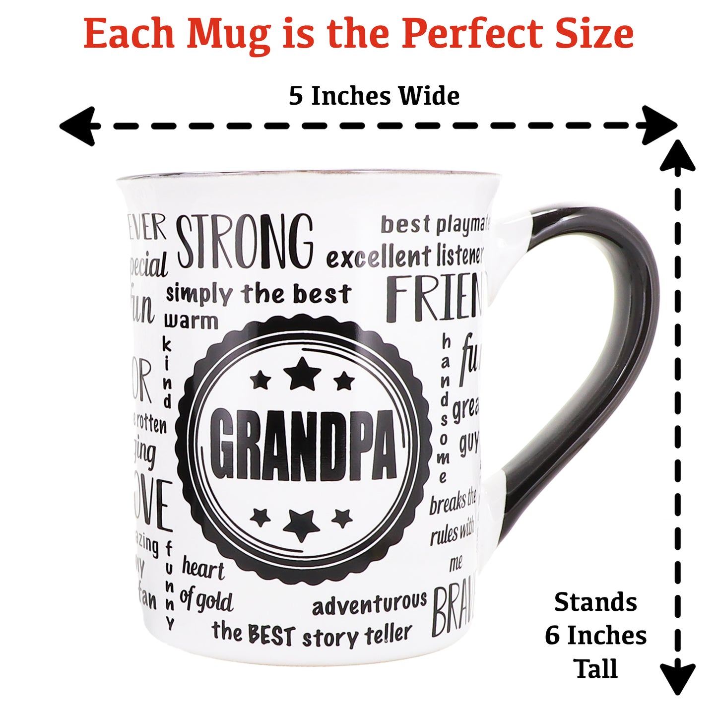 Cottage Creek Coffee Mug Set, Grandma and Grandpa Coffee Mug Set, Large Ceramic 16oz Set of Two Mugs with Black Handle, Grandma Mug, Grandpa Mug