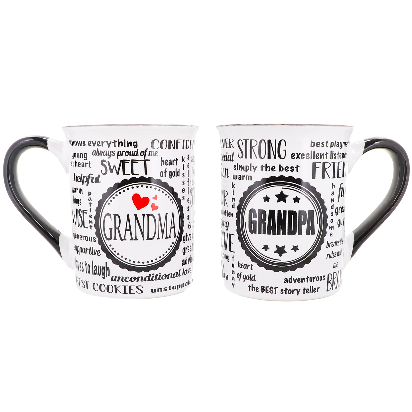 Cottage Creek Coffee Mug Set, Grandma and Grandpa Coffee Mug Set, Large Ceramic 16oz Set of Two Mugs with Black Handle, Grandma Mug, Grandpa Mug