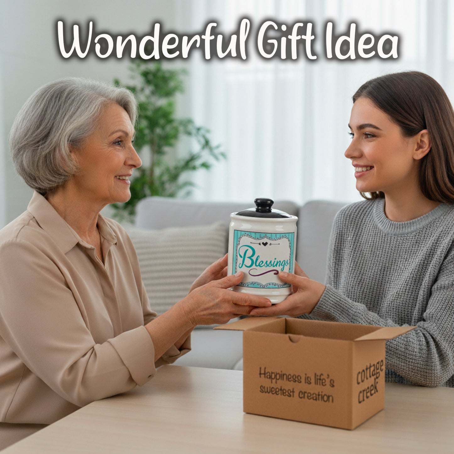 Cottage Creek Jars | Ceramic Blessings Jar, Gratitude Jar for Home Decor | Storage Container, Piggy Bank & Keepsake Box for Prayer Cards | Stocking Stuffers, Christmas Gifts for Women, Men, Friends